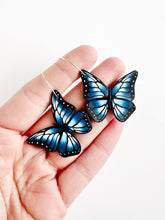 Load image into Gallery viewer, Blue Butterfly Large Statement Hoop Earrings