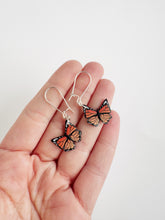 Load image into Gallery viewer, Monarch Butterfly Small Drop Dangle Earrings