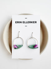 Load image into Gallery viewer, Spring Tulips Silver Hoop Dangle Earrings (Purple)