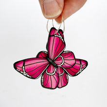 Load image into Gallery viewer, Pink Butterfly Large Statement Hoop Earrings