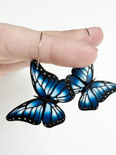 Load image into Gallery viewer, Blue Butterfly Large Statement Hoop Earrings