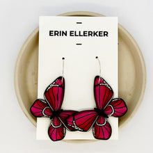 Load image into Gallery viewer, Pink Butterfly Large Statement Hoop Earrings