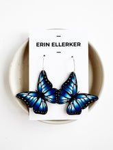 Load image into Gallery viewer, Blue Butterfly Large Statement Hoop Earrings