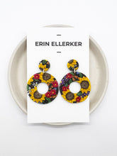 Load image into Gallery viewer, Sunflower Bouquet Circle Cut-out Dangle Earrings
