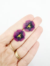 Load image into Gallery viewer, Pansy Flower Statement Stud in Magenta
