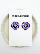 Load image into Gallery viewer, Pansy Flower Statement Stud in Purple
