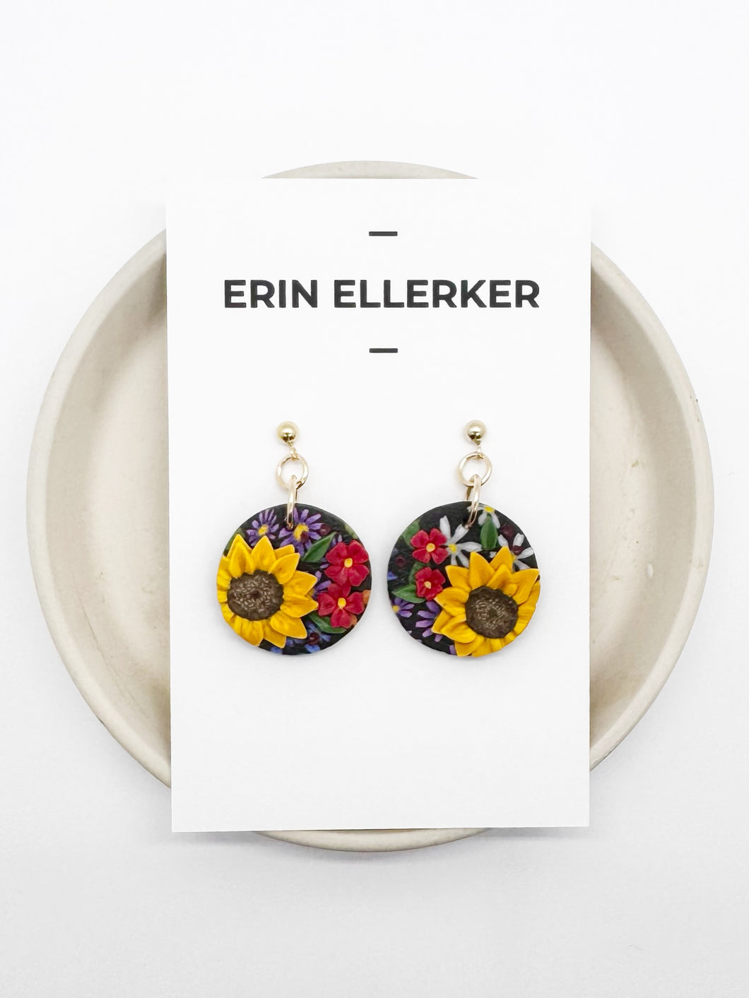 Sunflower Bouquet Medium Dangle Earrings