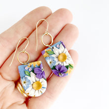 Load image into Gallery viewer, Spring Wildflowers Gold Detail Dangle Earrings
