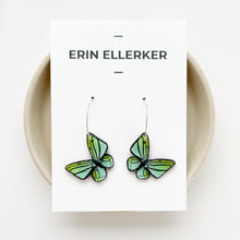 Load image into Gallery viewer, Butterfly Hoops in Green/Blue
