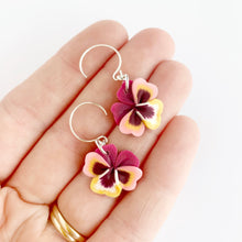 Load image into Gallery viewer, Pansy Blossom Dangles in Pink/Yellow
