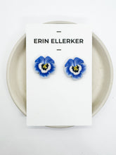 Load image into Gallery viewer, Pansy Flower Statement Stud in Blue
