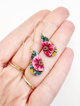Load image into Gallery viewer, Pink &amp; Teal Mini Dangle Earrings
