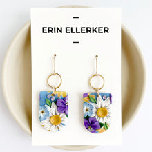 Load image into Gallery viewer, Spring Wildflowers Gold Detail Dangle Earrings
