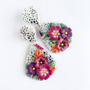 Speckled Bouquet Statement Dangle Earrings