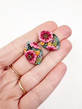 Load image into Gallery viewer, Pink &amp; Teal Large Statement Stud Earrings
