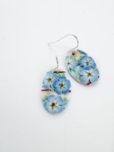 Load image into Gallery viewer, Watercolour Forget-Me-Nots Oval Dangle Earrings
