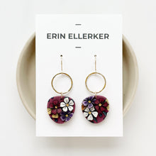 Load image into Gallery viewer, Midnight Garden Gold Detail Dangle Earrings

