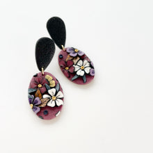 Load image into Gallery viewer, Midnight Garden Colour Block Dangle Earrings
