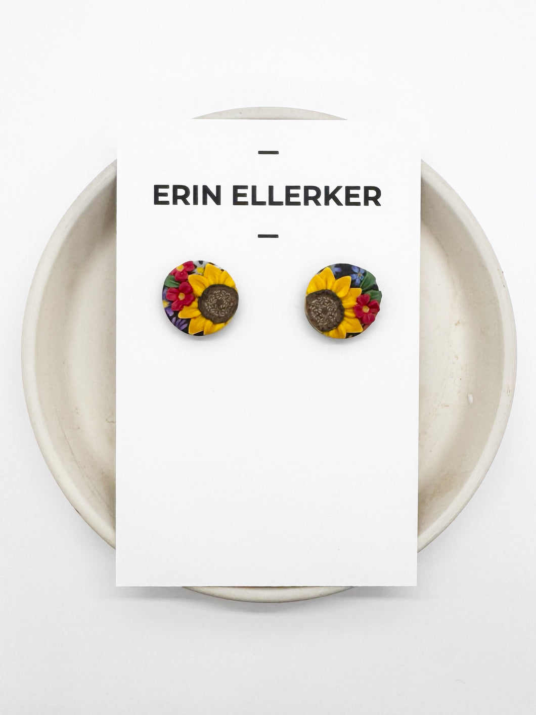 Sunflower Bouquet Circle Stud Earrings