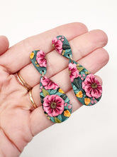 Load image into Gallery viewer, Pink &amp; Teal Large Stud Dangle Earrings
