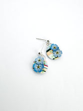 Load image into Gallery viewer, Watercolour Forget-Me-Nots Small Dangle Earrings
