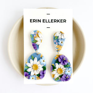 Spring Wildflowers Large Dangle Earrings