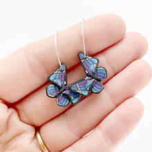 Load image into Gallery viewer, Butterfly Hoops in Blue/Purple
