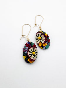 Fall Kaleidoscope Small Oval Dangle Earrings