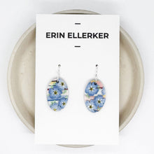 Load image into Gallery viewer, Watercolour Forget-Me-Nots Oval Dangle Earrings
