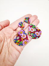 Load image into Gallery viewer, Burgundy Bouquet Statement Dangle Earrings
