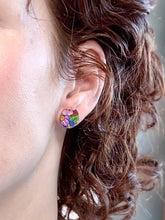 Load image into Gallery viewer, Burgundy Bouquet Circle Stud Earrings
