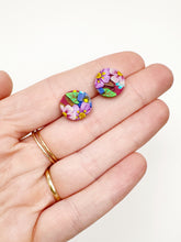 Load image into Gallery viewer, Burgundy Bouquet Circle Stud Earrings
