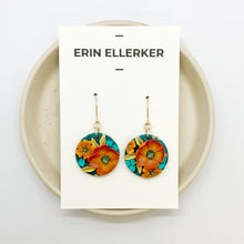 Load image into Gallery viewer, Burnt Orange Bouquet Circle Dangle Earrings
