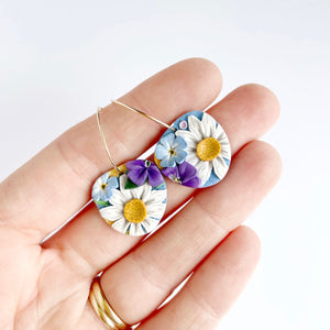 Spring Wildflowers Hoop Earrings