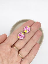 Load image into Gallery viewer, Pink Cosmos Circle Stud Earrings
