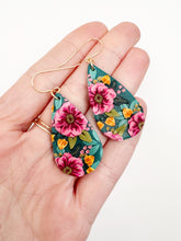 Load image into Gallery viewer, Pink &amp; Teal Large Dangle Earrings
