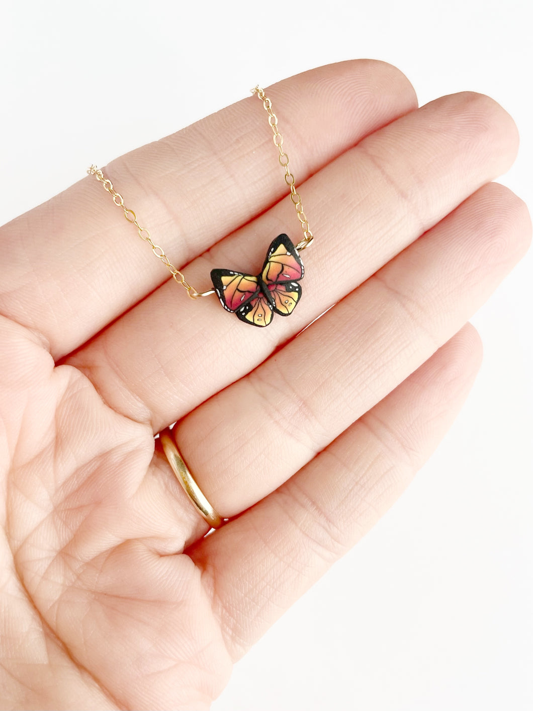 Orange/Yellow Butterfly Necklace