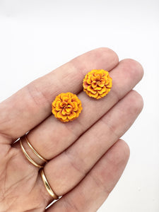 Marigold Flower Stud Earrings (Medium)