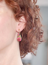 Load image into Gallery viewer, Pink &amp; Teal Small Dangle Earrings
