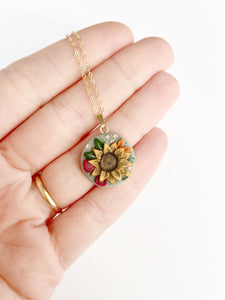Sunflower Bouquet Small Pendant Necklace