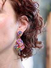 Load image into Gallery viewer, Burgundy Bouquet Statement Dangle Earrings
