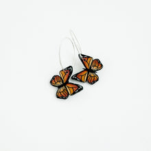 Load image into Gallery viewer, Monarch Butterfly Small Hoop Earrings
