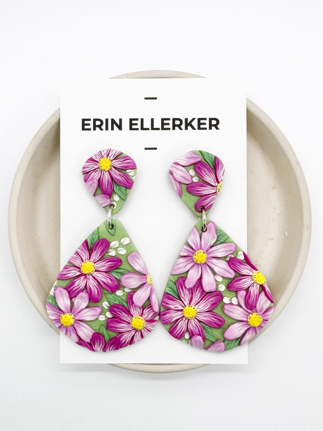 Pink Cosmos Large Dangle Earrings