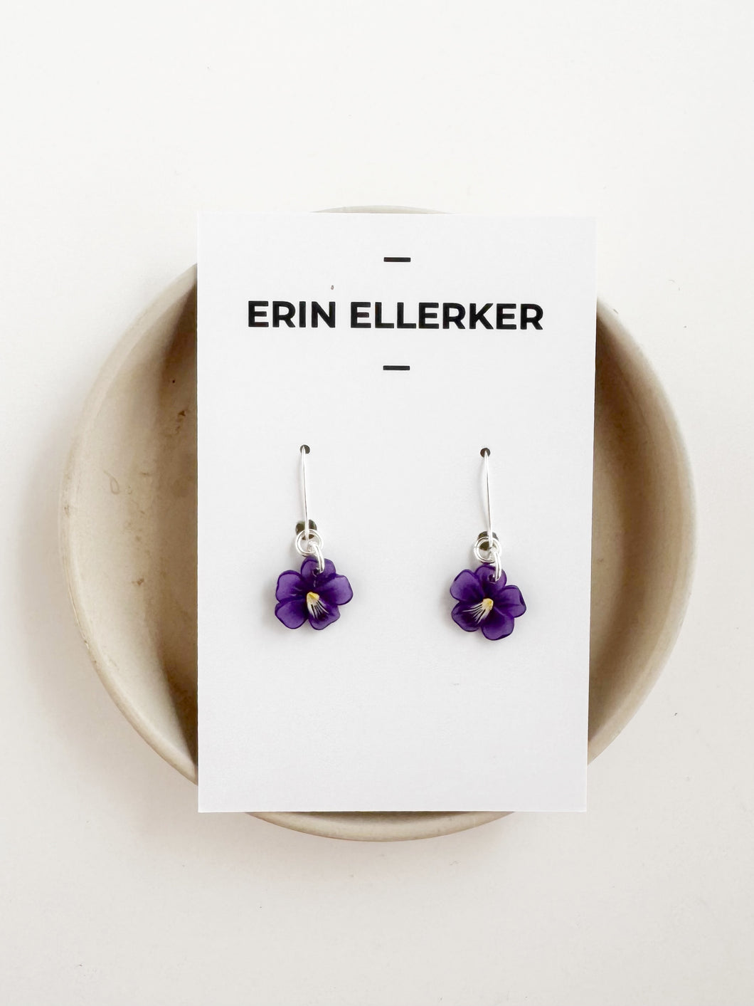 Violet Dainty Dangle (Silver) Earrings