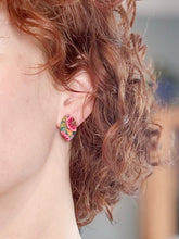 Load image into Gallery viewer, Pink &amp; Teal Large Small Stud Earrings
