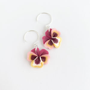 Pansy Blossom Dangles in Pink/Yellow