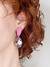 Load image into Gallery viewer, Indigo Garden Colour-Block Large Dangle Earrings
