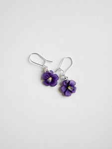 Violet Dainty Dangle (Silver) Earrings