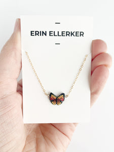 Orange/Yellow Butterfly Necklace