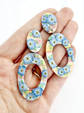 Load image into Gallery viewer, Watercolour Forget-Me-Nots Large Cut-Out Dangle Earrings
